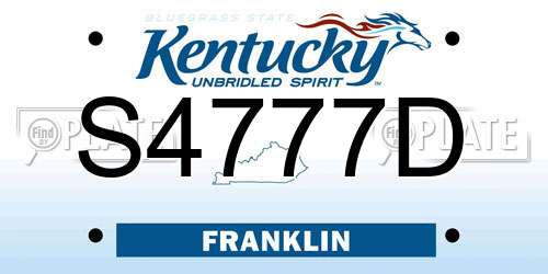 S4777D Kentucky License Plate