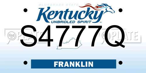 S4777Q Kentucky License Plate