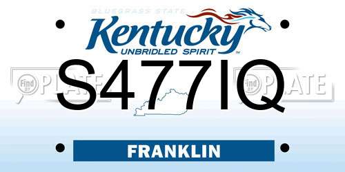 S477IQ Kentucky License Plate