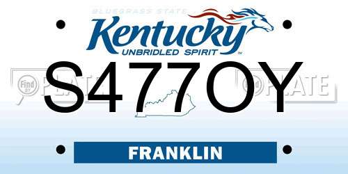 S477OY Kentucky License Plate