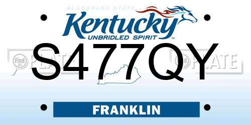 S477QY Kentucky License Plate