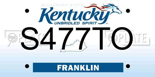 S477TO Kentucky License Plate