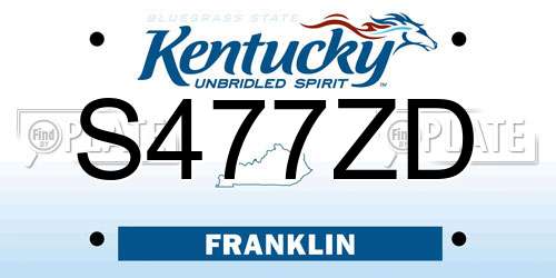S477ZD Kentucky License Plate