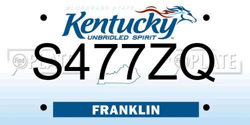 S477ZQ Kentucky License Plate
