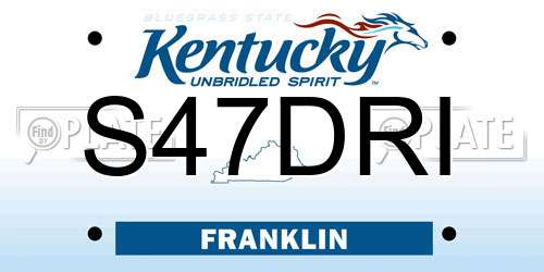 S47DRI Kentucky License Plate