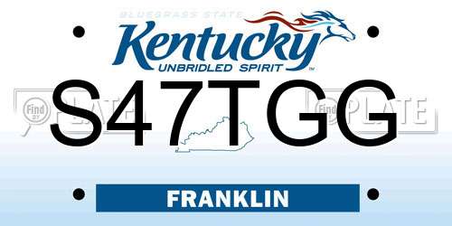 S47TGG Kentucky License Plate