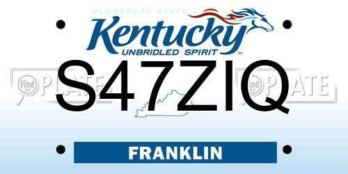 S47ZIQ Kentucky License Plate