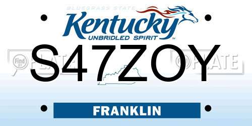 S47ZOY Kentucky License Plate