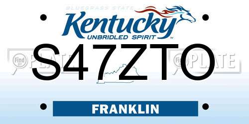 S47ZTO Kentucky License Plate