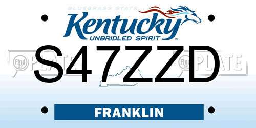 S47ZZD Kentucky License Plate
