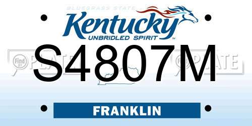 S4807M Kentucky License Plate