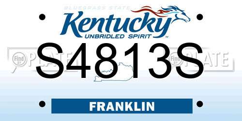 S4813S Kentucky License Plate