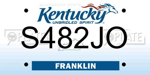 S482JO Kentucky License Plate