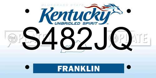 S482JQ Kentucky License Plate