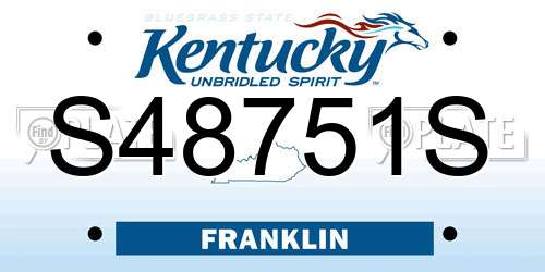 S48751S Kentucky License Plate