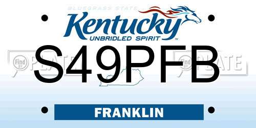 S49PFB Kentucky License Plate