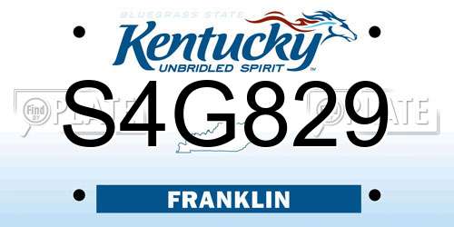 S4G829 Kentucky License Plate