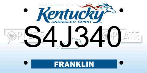S4J340 Kentucky License Plate