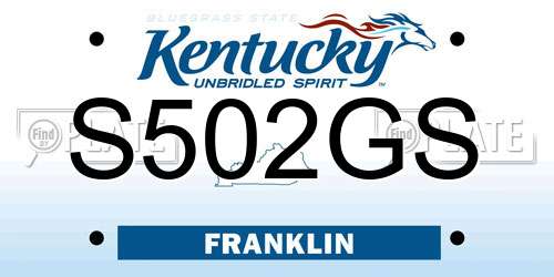 S502GS Kentucky License Plate