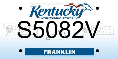 S5082V Kentucky License Plate