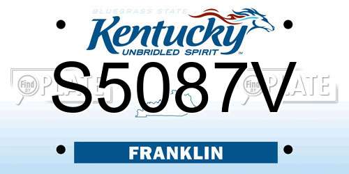 S5087V Kentucky License Plate