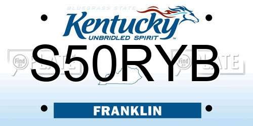 S50RYB Kentucky License Plate
