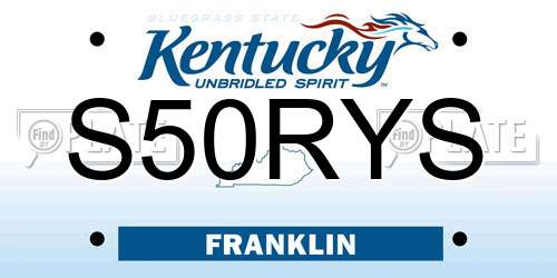 S50RYS Kentucky License Plate