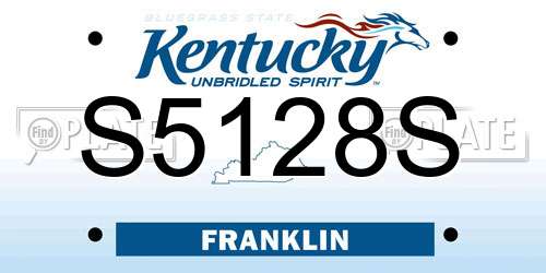 S5128S Kentucky License Plate