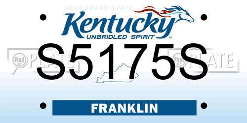 S5175S Kentucky License Plate