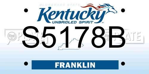 S5178B Kentucky License Plate
