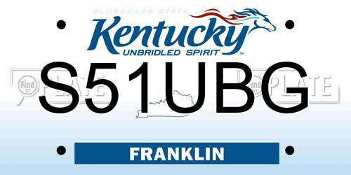 S51UBG Kentucky License Plate