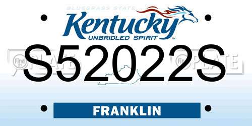 S52022S Kentucky License Plate
