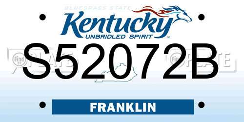 S52072B Kentucky License Plate