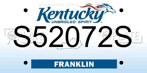 S52072S Kentucky License Plate