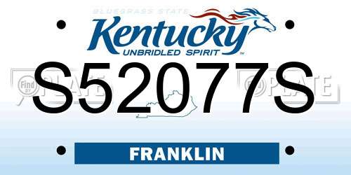 S52077S Kentucky License Plate