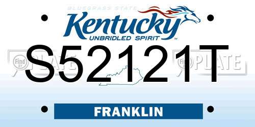 S52121T Kentucky License Plate
