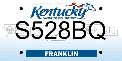 S528BQ Kentucky License Plate