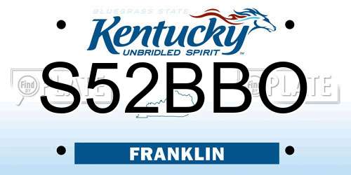 S52BBO Kentucky License Plate