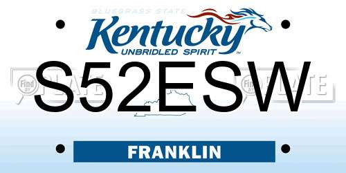 S52ESW Kentucky License Plate
