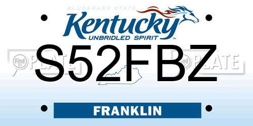 S52FBZ Kentucky License Plate