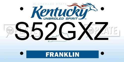 S52GXZ Kentucky License Plate