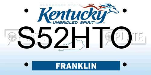 S52HTO Kentucky License Plate