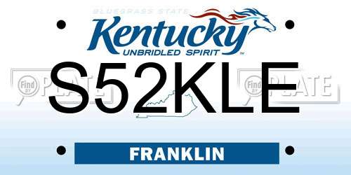 S52KLE Kentucky License Plate