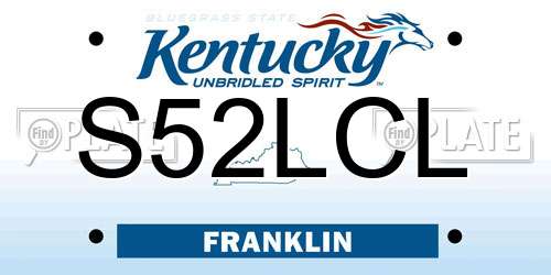 S52LCL Kentucky License Plate