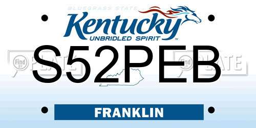 S52PEB Kentucky License Plate