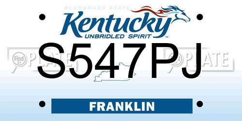 S547PJ Kentucky License Plate