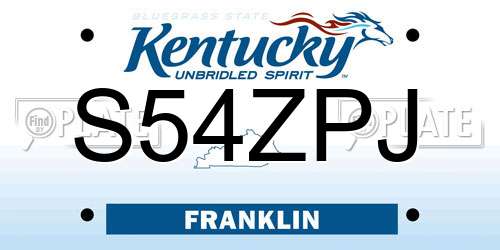 S54ZPJ Kentucky License Plate
