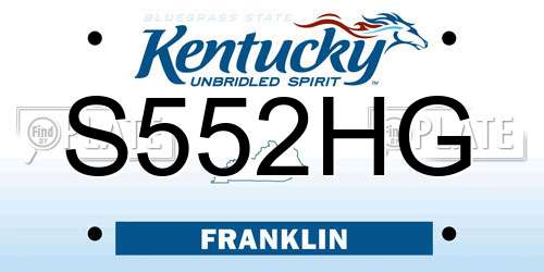 S552HG Kentucky License Plate