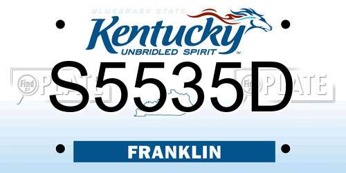 S5535D Kentucky License Plate