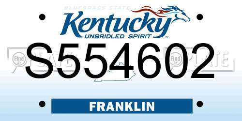 S554602 Kentucky License Plate